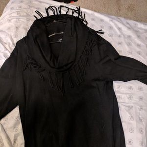 Notations Black Fringe Sweater